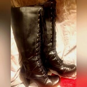 Bongo platform high heeled knee length faux leather BOOTS Women 8 hot topic VTG